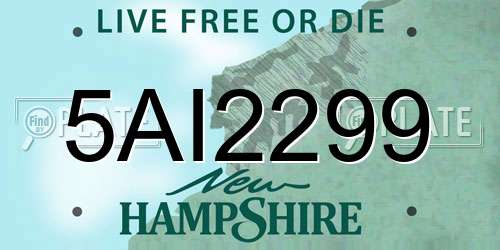 5AI2299 New Hampshire License Plate