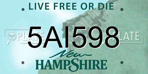 5AI598 New Hampshire License Plate