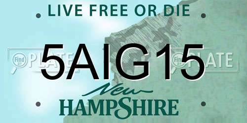 5AIG15 New Hampshire License Plate