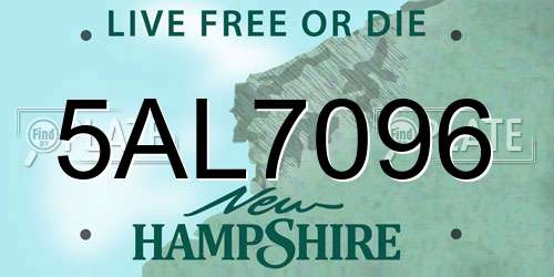 5AL7096 New Hampshire License Plate
