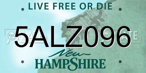 5ALZ096 New Hampshire License Plate