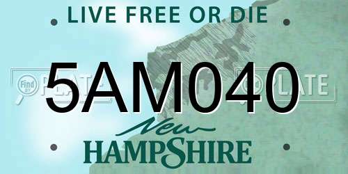 5AM040 New Hampshire License Plate