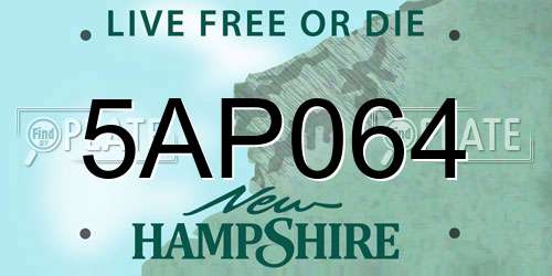 5AP064 New Hampshire License Plate