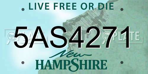 5AS4271 New Hampshire License Plate