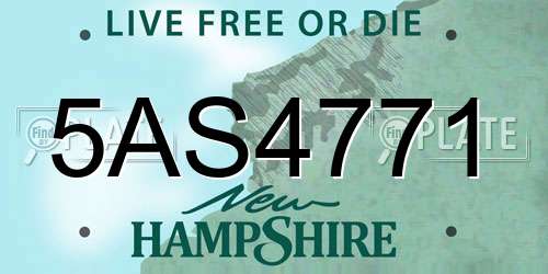 5AS4771 New Hampshire License Plate