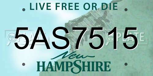 5AS7515 New Hampshire License Plate