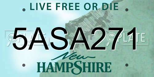 5ASA271 New Hampshire License Plate