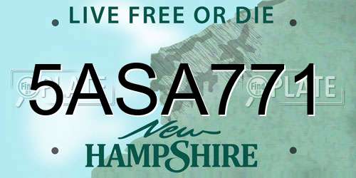 5ASA771 New Hampshire License Plate