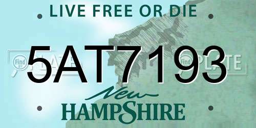 5AT7193 New Hampshire License Plate
