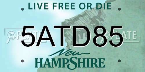 5ATD85 New Hampshire License Plate