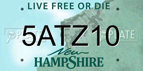 5ATZ10 New Hampshire License Plate