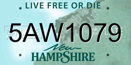 5AW1079 New Hampshire License Plate