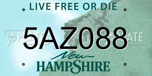 5AZ088 New Hampshire License Plate