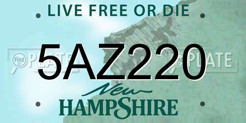 5AZ220 New Hampshire License Plate