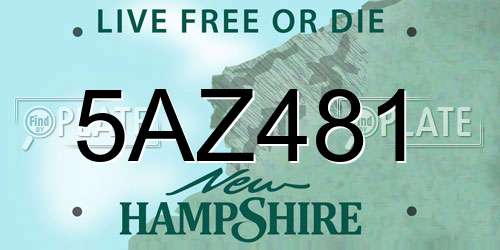 5AZ481 New Hampshire License Plate