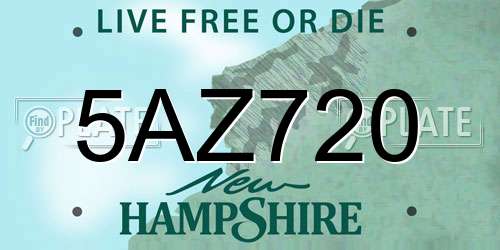 5AZ720 New Hampshire License Plate