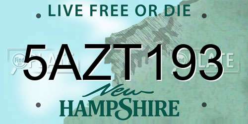 5AZT193 New Hampshire License Plate