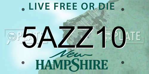 5AZZ10 New Hampshire License Plate