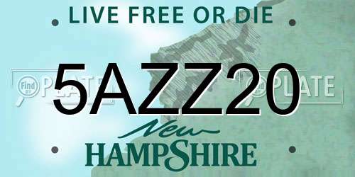 5AZZ20 New Hampshire License Plate