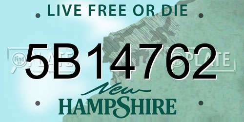 5B14762 New Hampshire License Plate