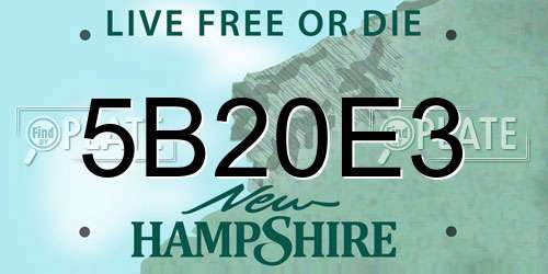 5B20E3 New Hampshire License Plate