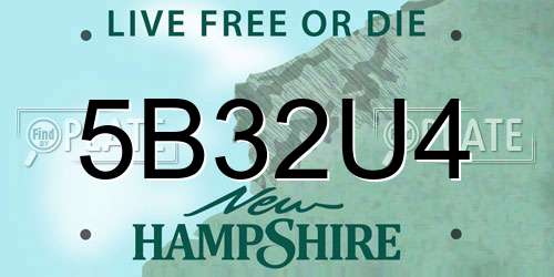 5B32U4 New Hampshire License Plate
