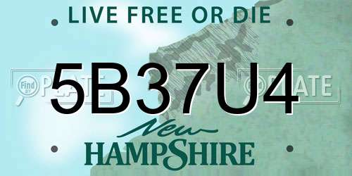 5B37U4 New Hampshire License Plate