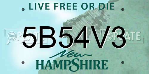 5B54V3 New Hampshire License Plate
