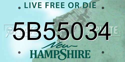 5B55034 New Hampshire License Plate
