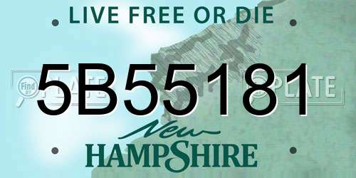 5B55181 New Hampshire License Plate