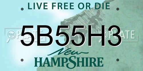 5B55H3 New Hampshire License Plate