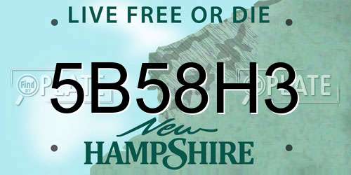 5B58H3 New Hampshire License Plate