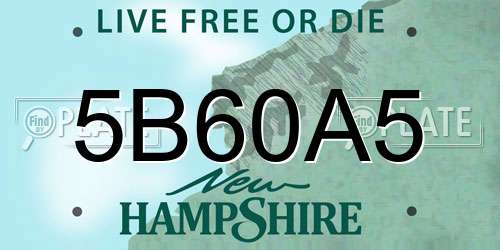 5B60A5 New Hampshire License Plate