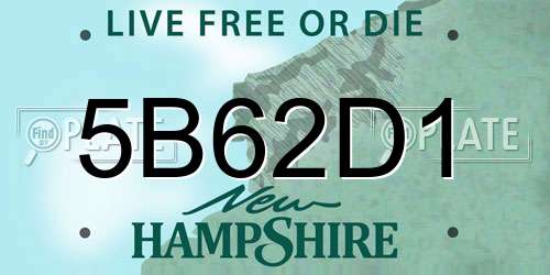5B62D1 New Hampshire License Plate