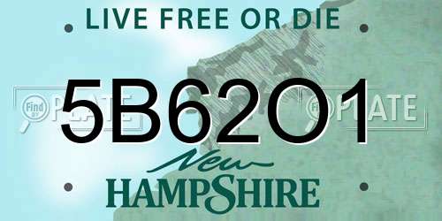 5B62O1 New Hampshire License Plate