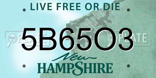 5B65O3 New Hampshire License Plate