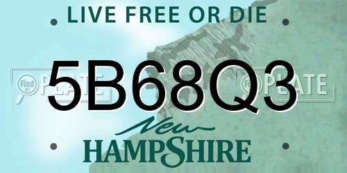 5B68Q3 New Hampshire License Plate