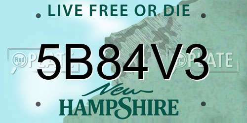 5B84V3 New Hampshire License Plate