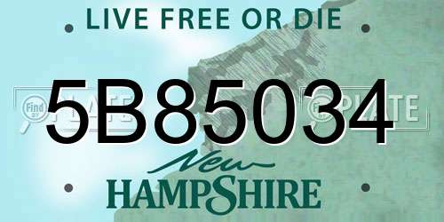 5B85034 New Hampshire License Plate