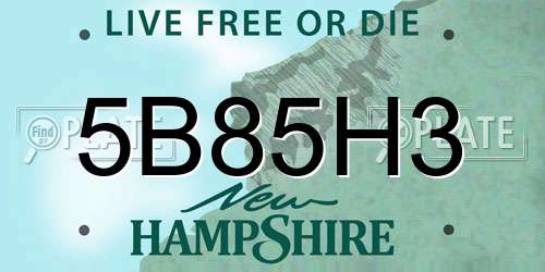 5B85H3 New Hampshire License Plate