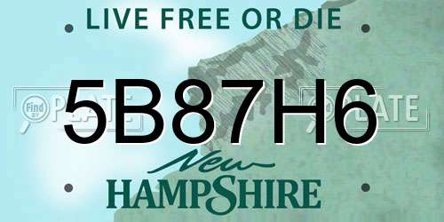 5B87H6 New Hampshire License Plate