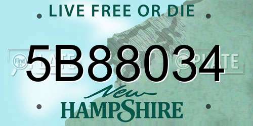 5B88034 New Hampshire License Plate