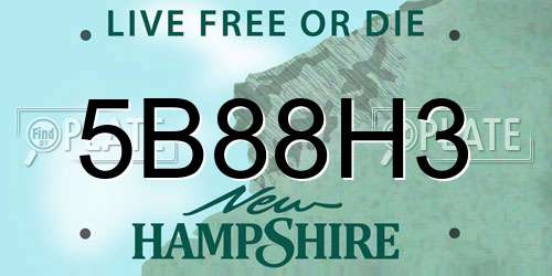 5B88H3 New Hampshire License Plate
