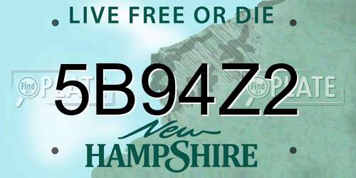 5B94Z2 New Hampshire License Plate