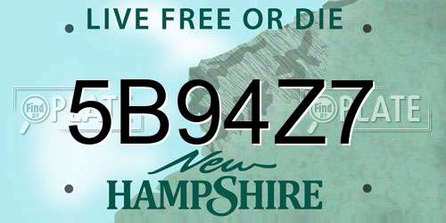 5B94Z7 New Hampshire License Plate
