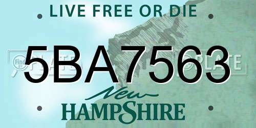 5BA7563 New Hampshire License Plate