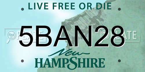 5BAN28 New Hampshire License Plate