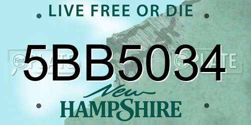 5BB5034 New Hampshire License Plate
