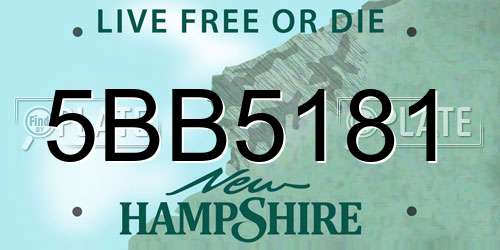 5BB5181 New Hampshire License Plate