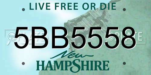5BB5558 New Hampshire License Plate